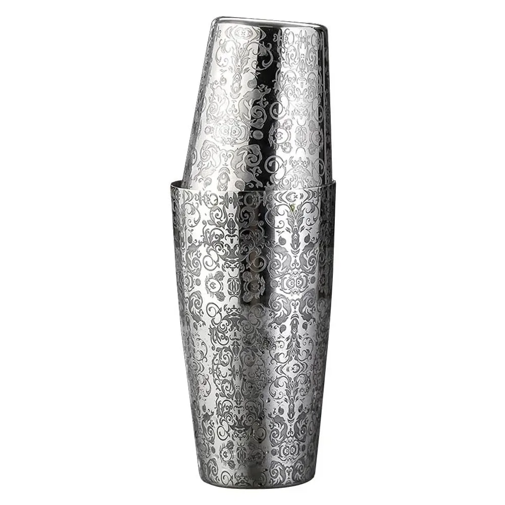 Shaker Boston puszka ze stali nierdzewnej z wytrawionym wzorem Shaker do koktajli szejker do Martini mikser do drinków zestawów profesjonalny barman
