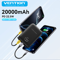 Vention Powerbank 20000mAh 22.5W Fast Charging Auxiliary Battery Portable Power Bank with USB-C Cable for iPhone Samsung Xiaomi