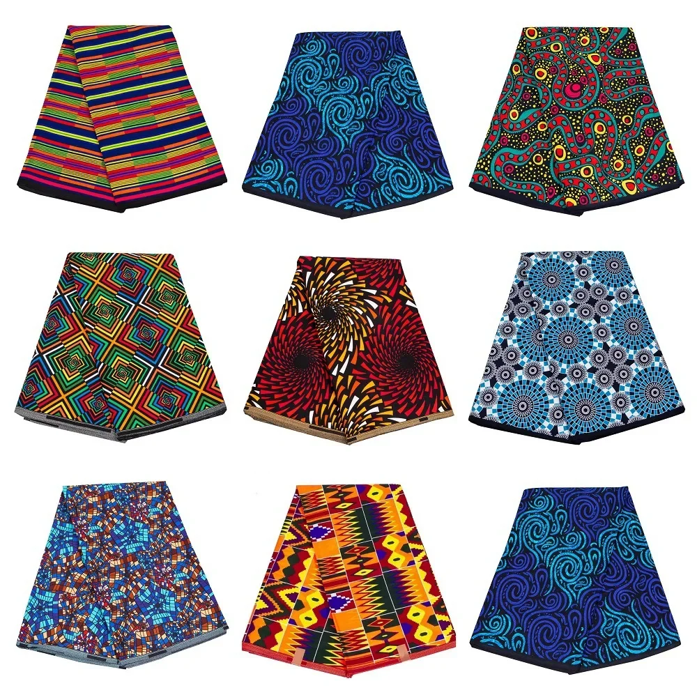 

African Ethnic Geometry Printed Polyester Pure Cotton Material Patchwork Sewing Quilting Fabrics Needlework Pagne African