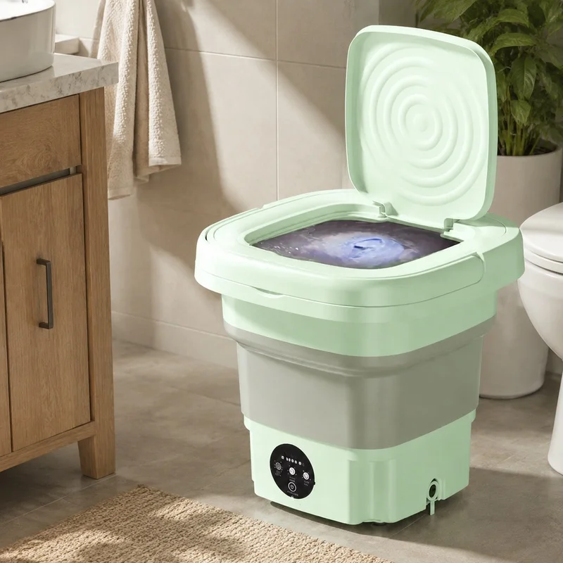 Mini Foldable Washing Machine for Small Loads - Portable Compact Laundry Cleaner for Dorm Socks and Underwear