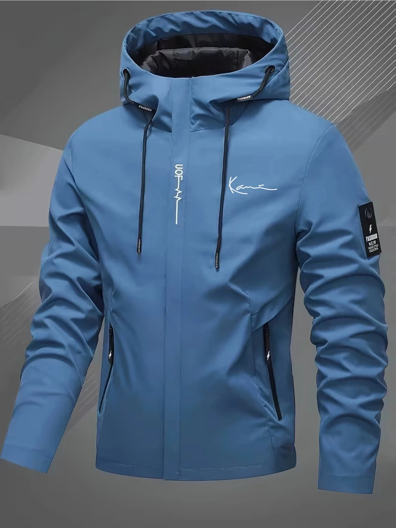 Men's casual jacket with fashionable letter print, suitable for outdoor activities for couples in spring, autumn and winter