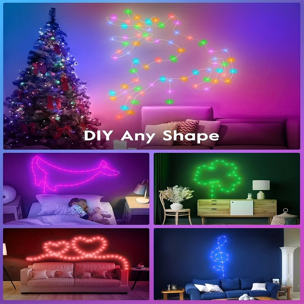 RGBIC Led String WS2812B Smart Fairy Light APP Remote Garland USB Waterproof Outdoor Christmas Light for Tree Bedroom Decoration