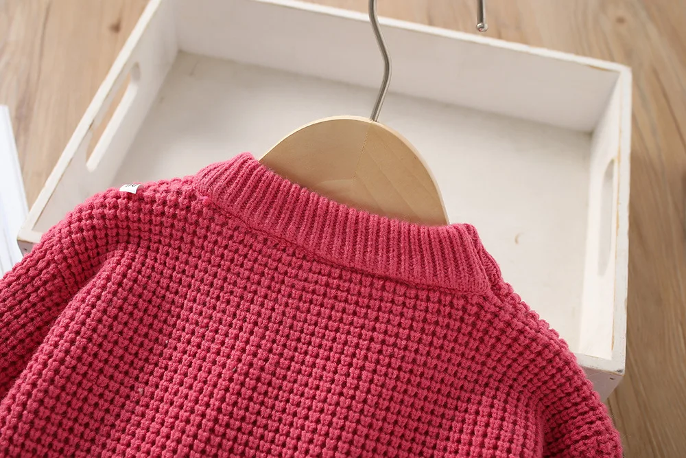 Herbst und Winter neue Mädchen Pullover Set koreanische kurze gestrickte kleine Duft zweiteilige Set Mädchen Baby Vintage Checker Strick-Set – Detail 21