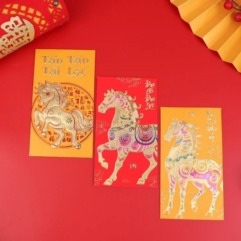 6pcs 2026 Chinese New Year Red Envelopes Lunar New Year Lucky Money Bag For Spring Festival And Marriage