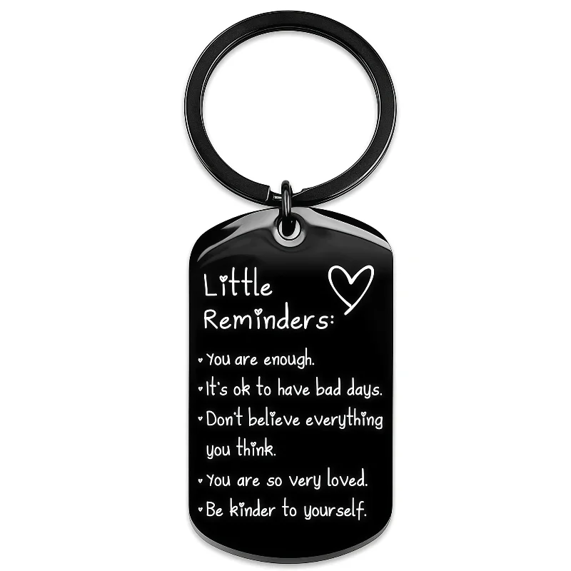 Inspirational Quotes Hang Tag Key Pendant Little Reminders Healing Proverbs Stainless Steel Key Ring Commemorative Small Gifts