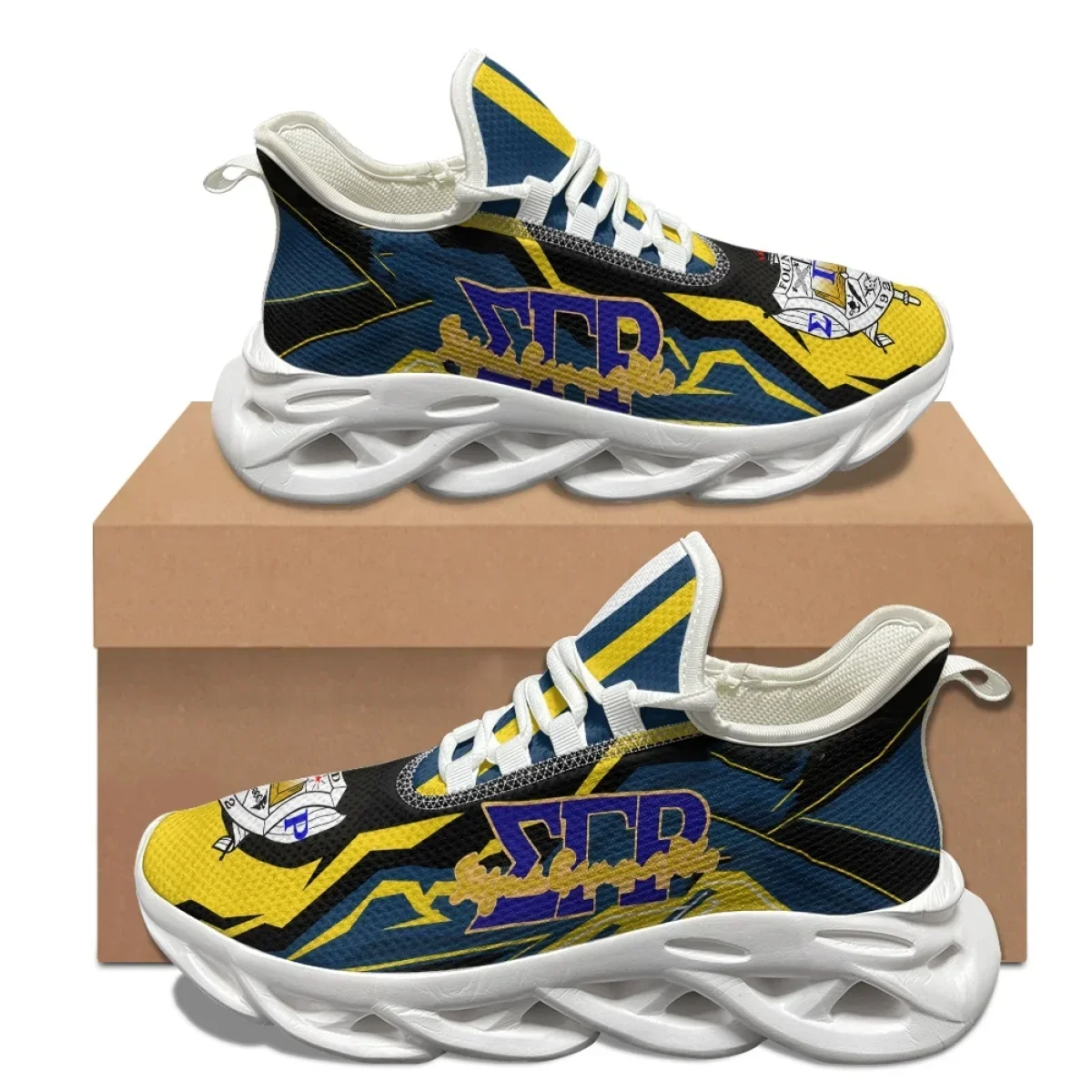 

2025 Sigma Gamma Rho Classic Pattern Platform Shoes Breathable Lace Up Outdoor Walking Shoes Summer Adult Non-Slip Sneakers