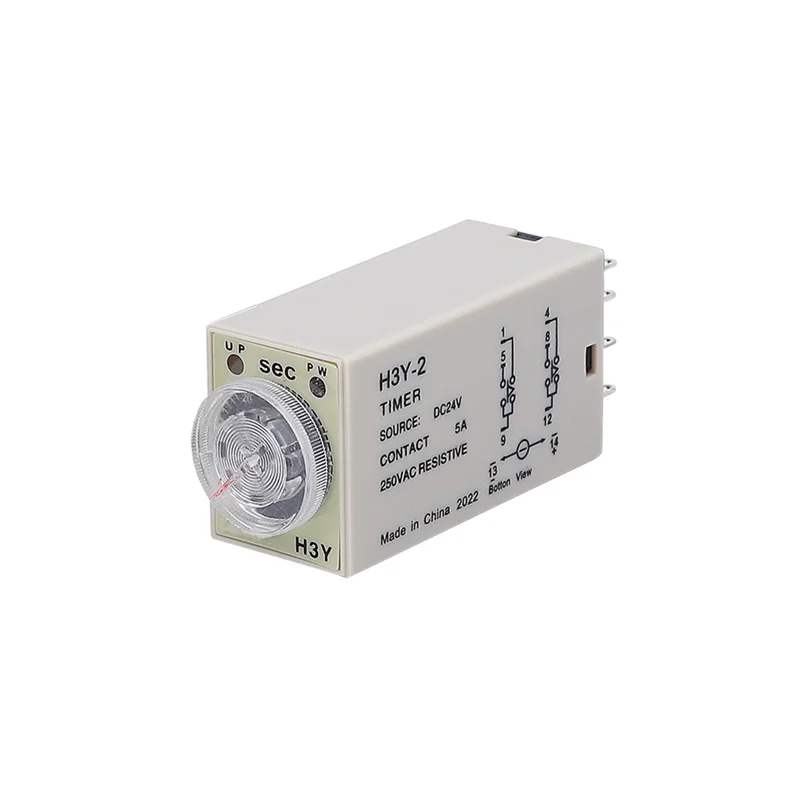 1Set H3Y-2 DC 12V 24V /AC 110V 220V Delay Timer Time Relay 0-1s 5s 10s 30s 60second 0-30Minute with Base 5A