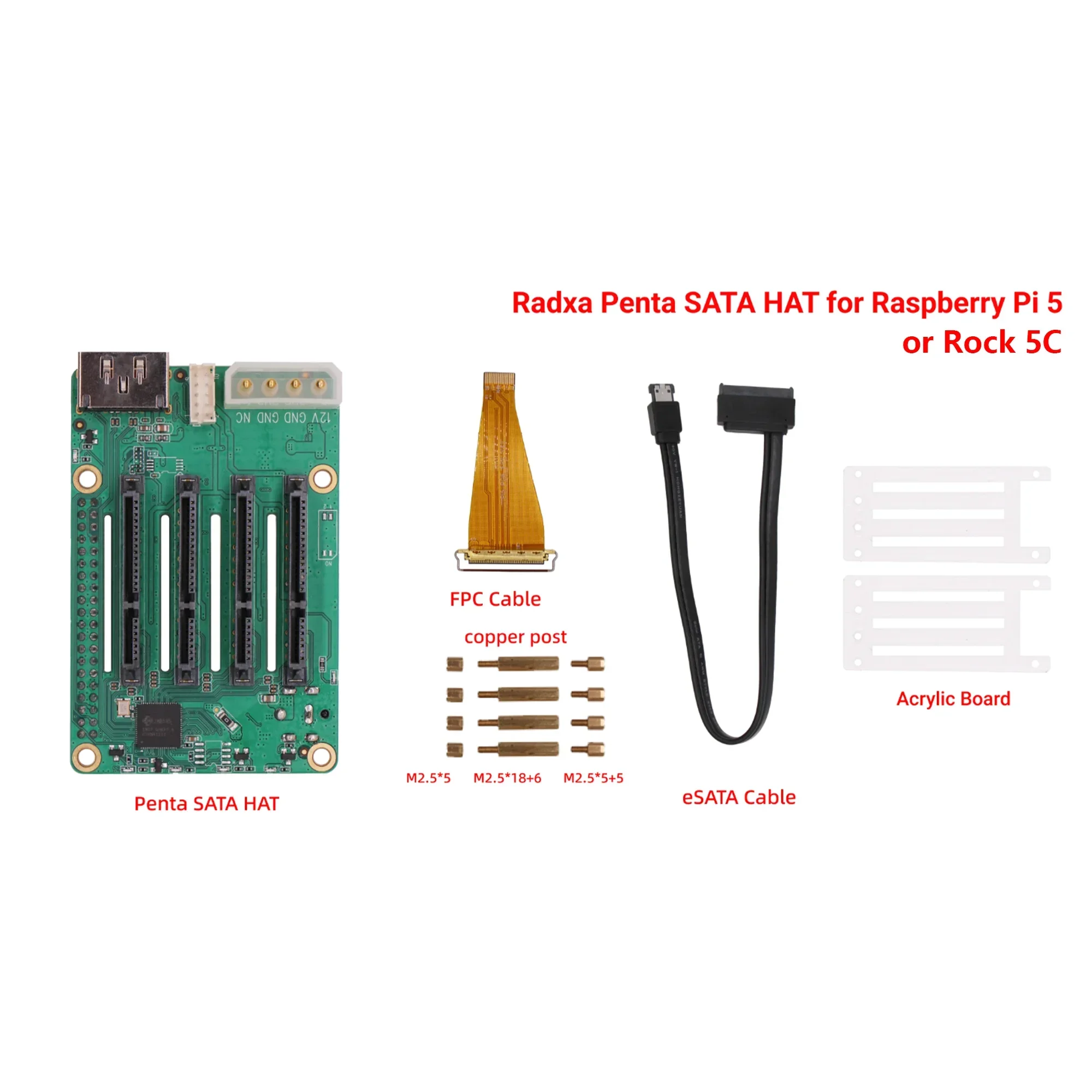 Imagem -06 - Chapéu Penta Sata para Raspberry pi e Rock Series Rock 5c5a4 A+3a3c