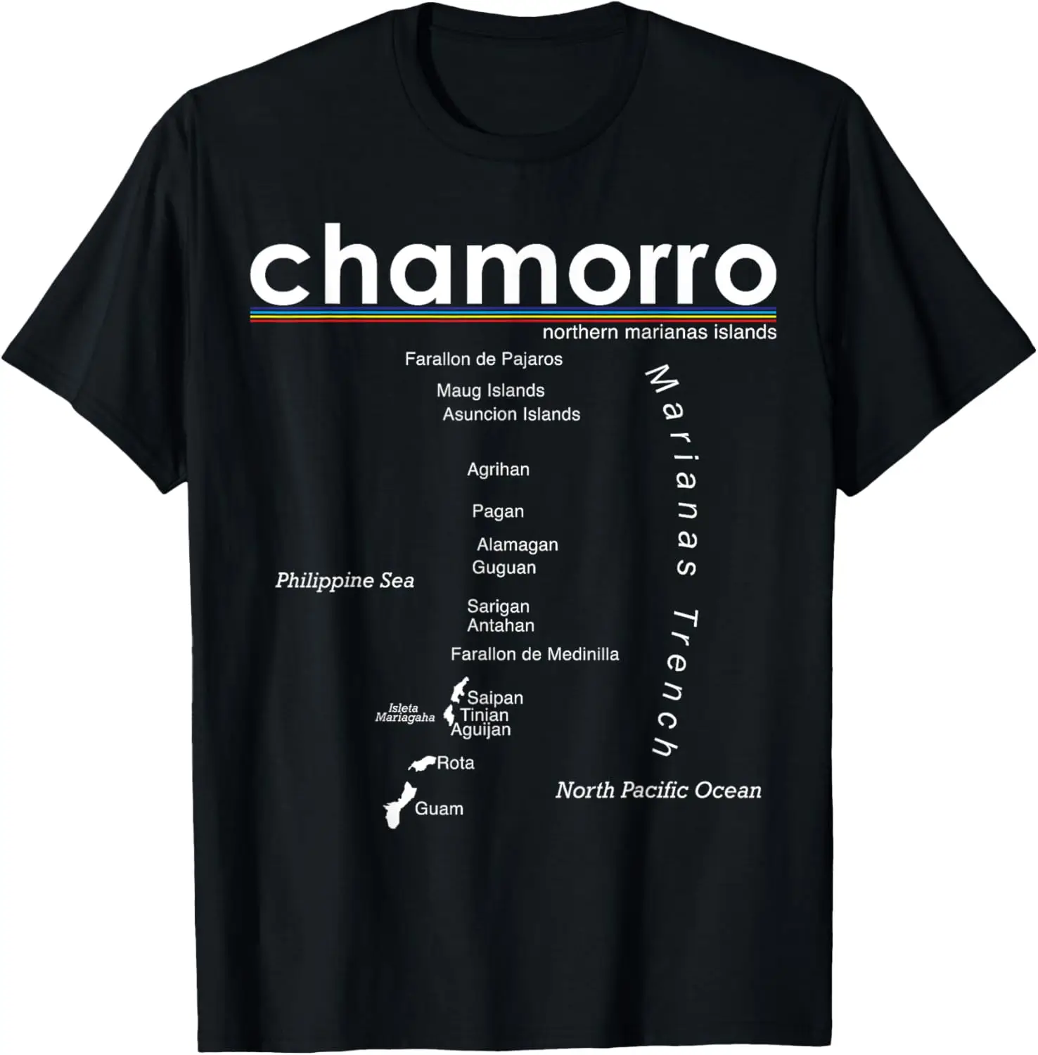 Chamorro Guam Rota Saipan Tinian Northern Marianas Art Map T-Shirt