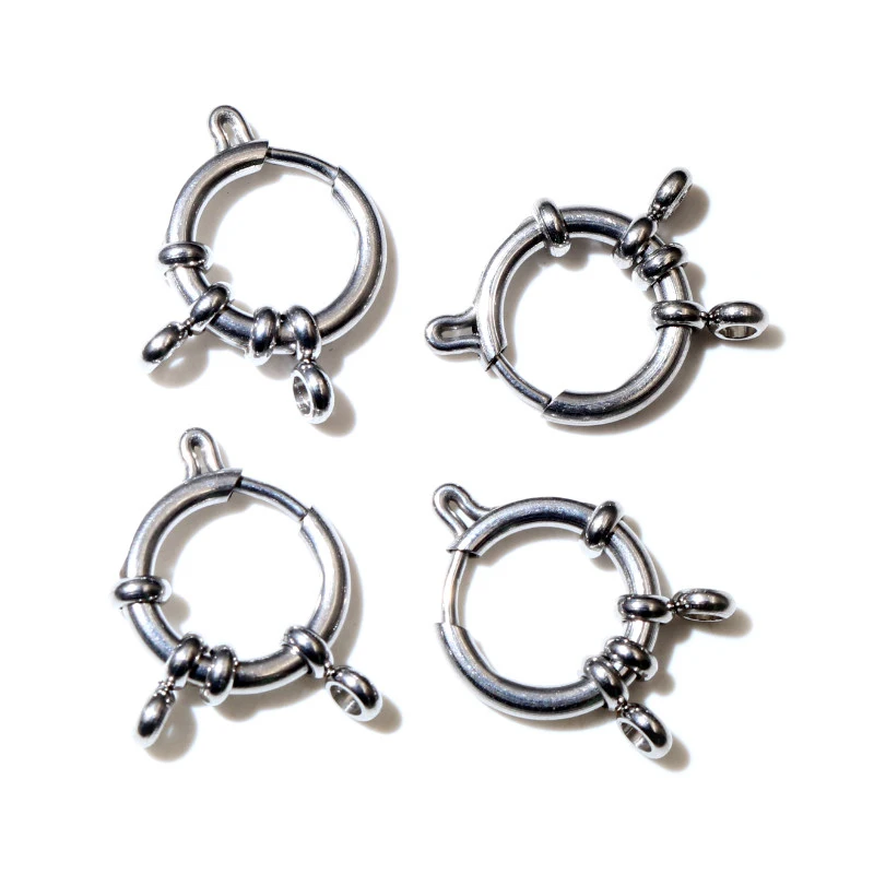 4pcs Stainless Steel Round Spring Clasps Hooks for Bracelet Clavicle Necklace Clasp Connectors DIY Jewelry Making Supplies