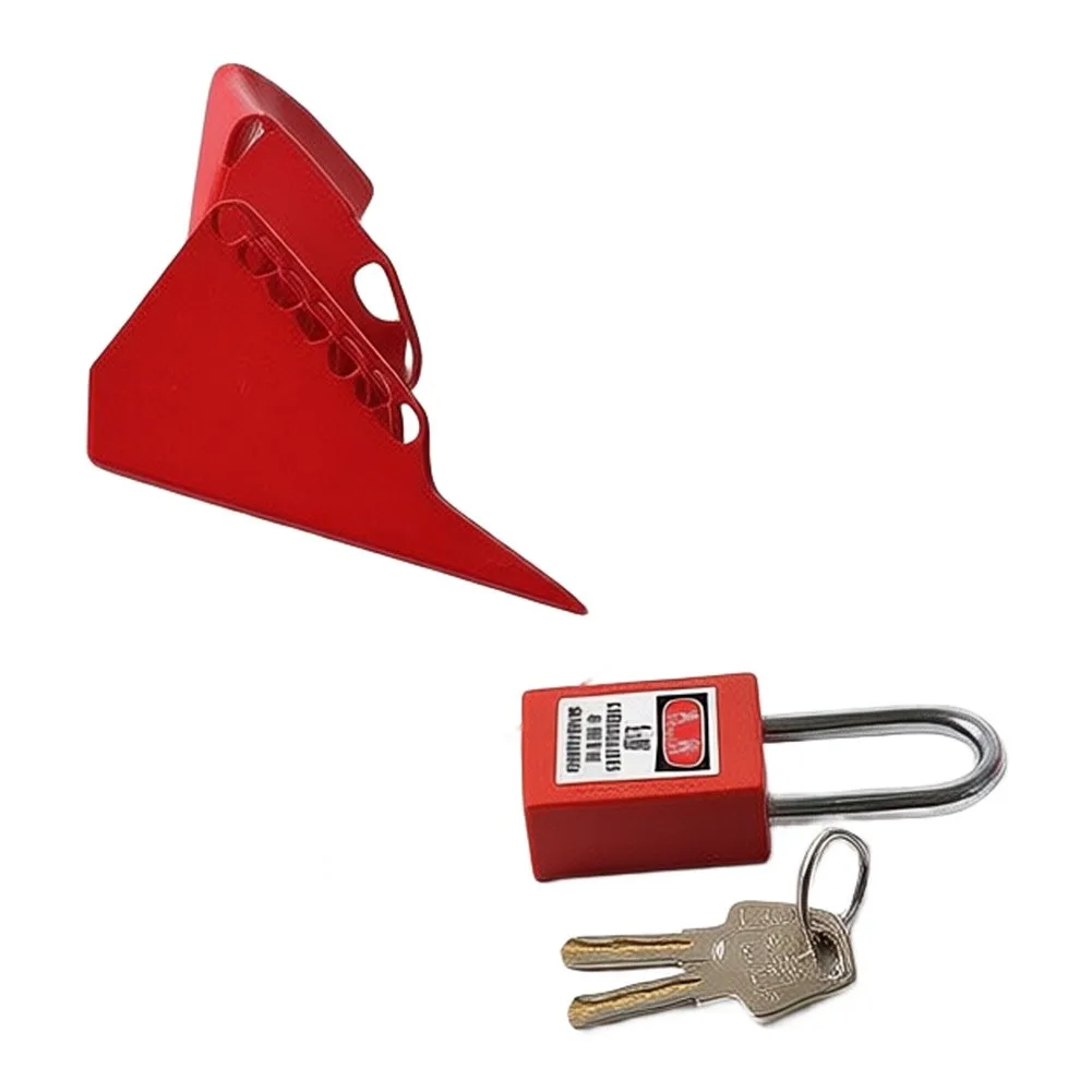 Industrial Safety Lock LBV-01 for Ball Valves For DN50 to DN200 Adjustable Fit 31mm-76mm Pipe Diameter Red Steel