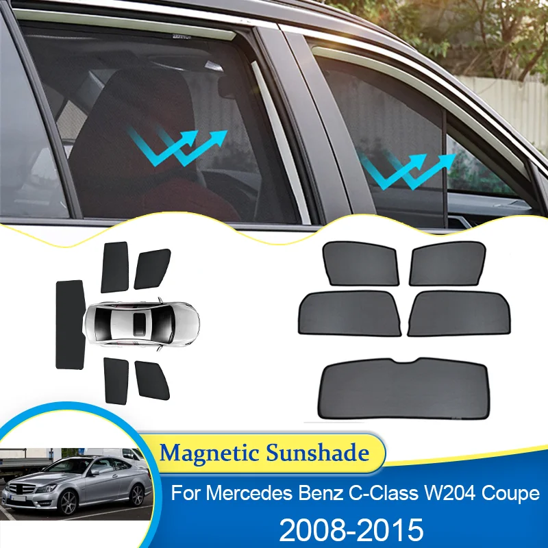 For Mercedes Benz C-Class W204 Coupe 2008~2015 Magnetic Sunshade blocking Curtains Privacy Shading Sunshade Car Auto Accessories