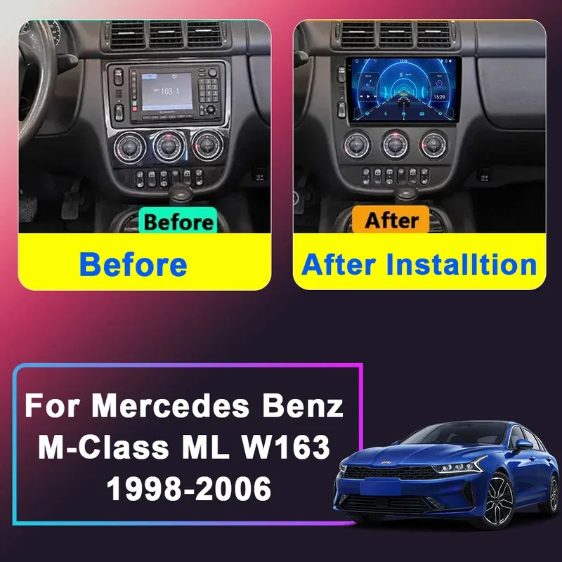 Head Unit For Mercedes Benz M-Class ML W163 1998-2006 Android 15 Car Radio Multimedia Video Player Stereo GPS Navigation No 2din