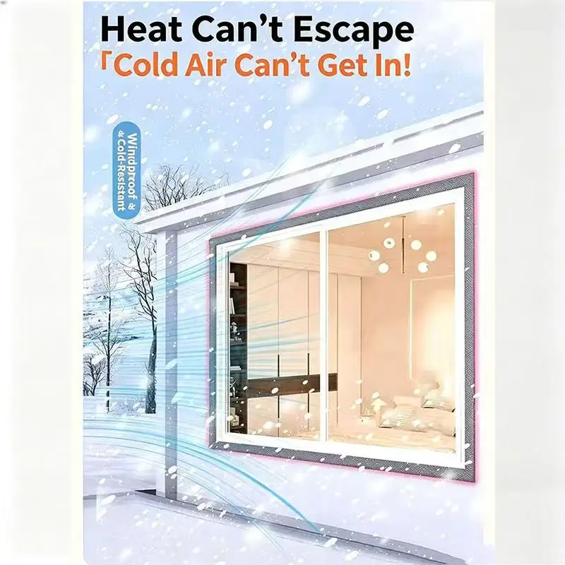 Transparent Winter Thermal Curtain, Self‑Adhesive No‑Drill Easy Install, Windproof Dust‑Resistant Cold‑Blocking for Home Use