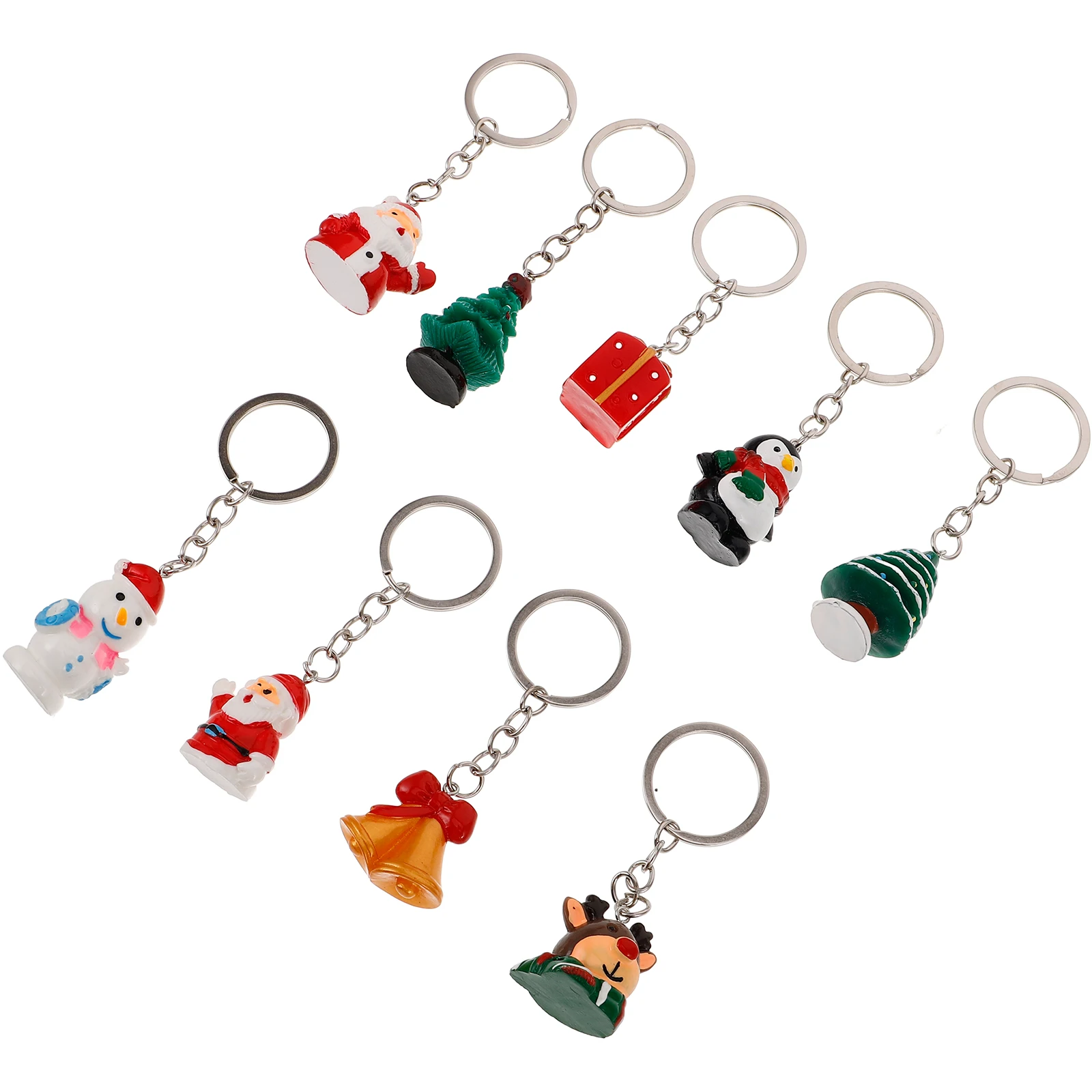 

9Pcs Resin Christmas Keychain Santa Snowman Tree Pendant Cute Cartoon Key Rings for Bag Car Backpack Xmas Holiday Decoration