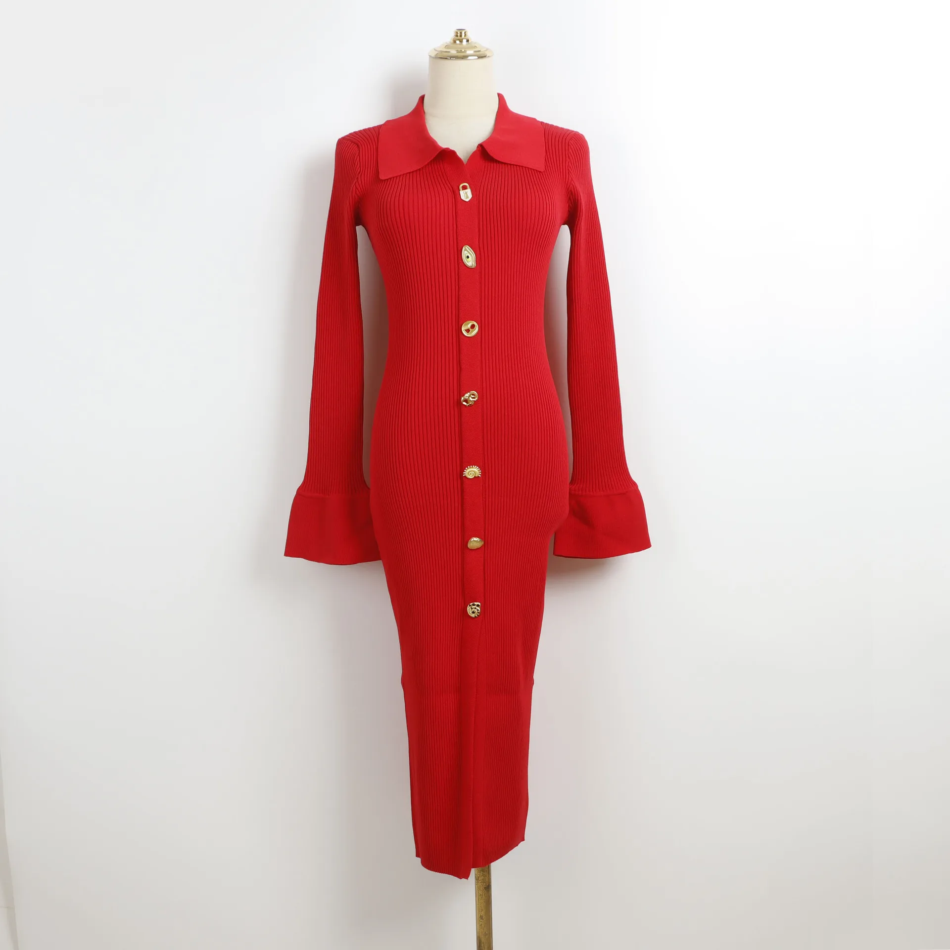 

2025 Autumn High-Quality Slim-Fit Bodycon Knitted Long Dress