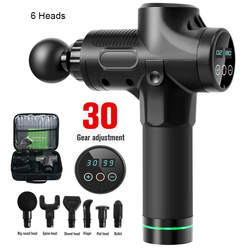 

Профессиональный массажный пистолет 30 уровней интенсивности, электрический перкуссионный фасциальный пистолет для расслабления мышц, фитнес-массажер для тела