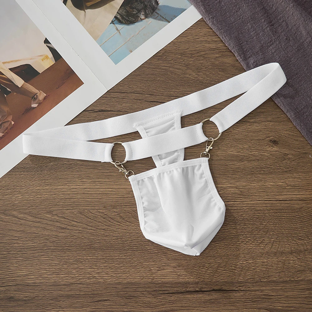 Men's Sexy Underwear Bulge Pouch Briefs Double Ring Buckle G-String T-Back Low Waist Thongs Sexy Accessories Hot Unisex Panties