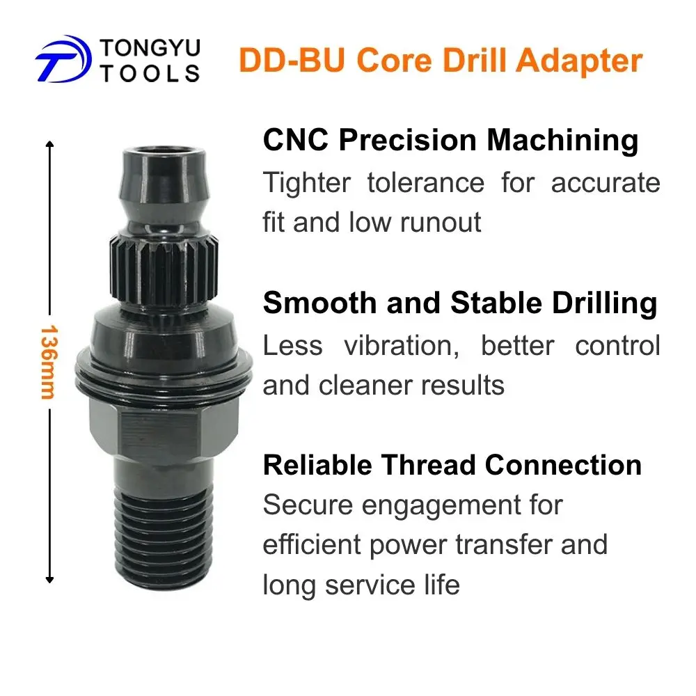 DD-BU Spline Diamant-Kernbohradapter 1-1/4"-7 UNC Außengewinde 1/2" BSP Innengewinde für Hilti DD250 DD400 DD750 – Detail 2