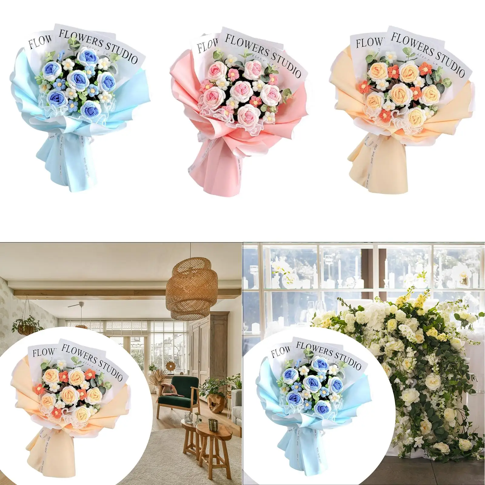 Crochet Flowers Bouquet Party Supplies for Teacher’S Day Festival Birthday