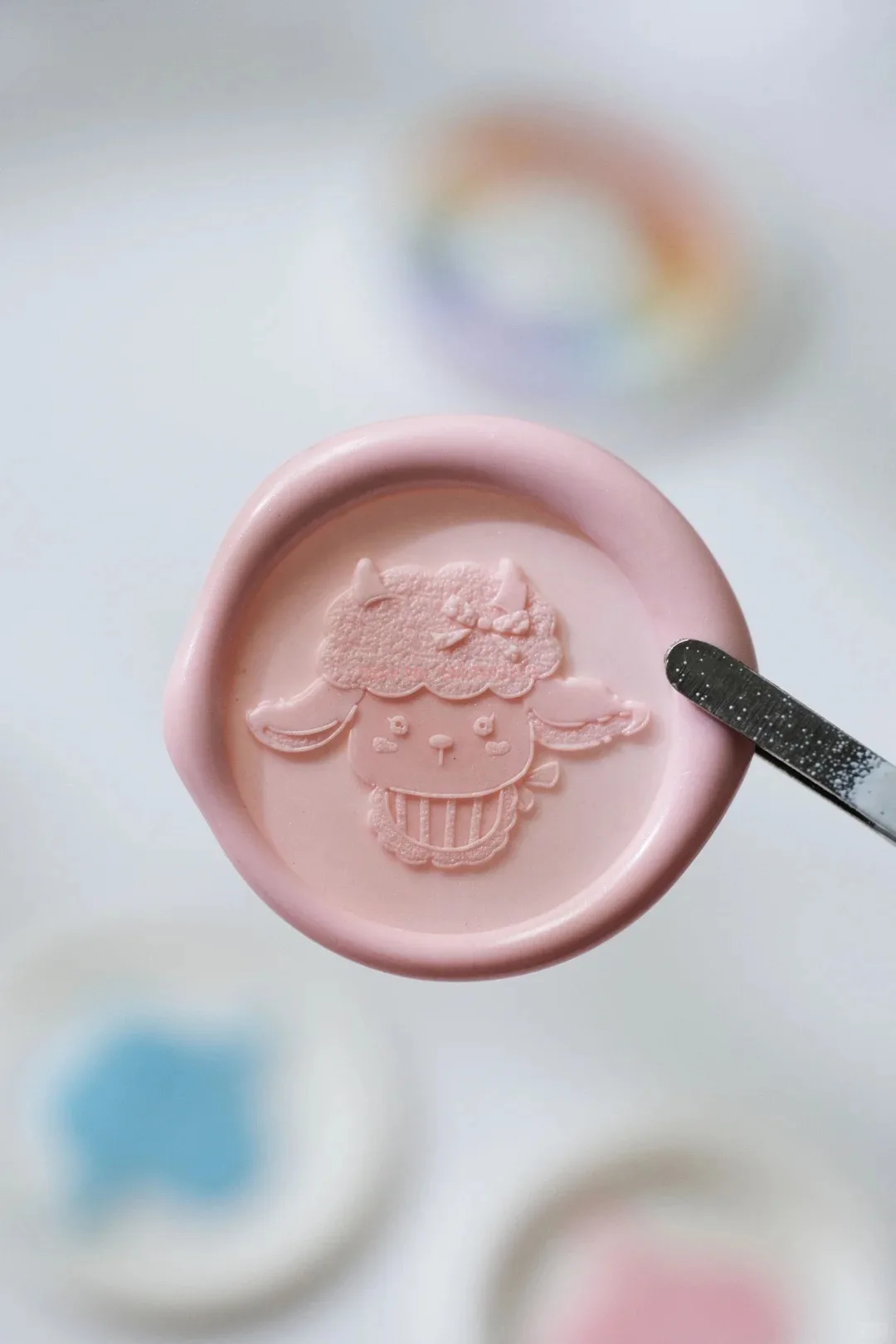 Nuevo sello de cera de cordero bonito, cabeza de latón, diseño único, sello de cera de sellado redondo de ovejas, tallado, letra en relieve 3d, sellos para álbum de recortes, Juguetes