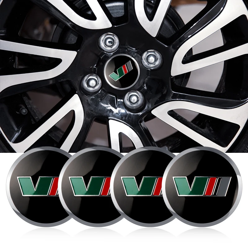 VII Badge Emblem 4PCS 56MM 3D Car Wheel Center Hub Caps Stickers For skoda Octavia Rapid Fabia Superb Kodiaq Scala Karoq Kamiq