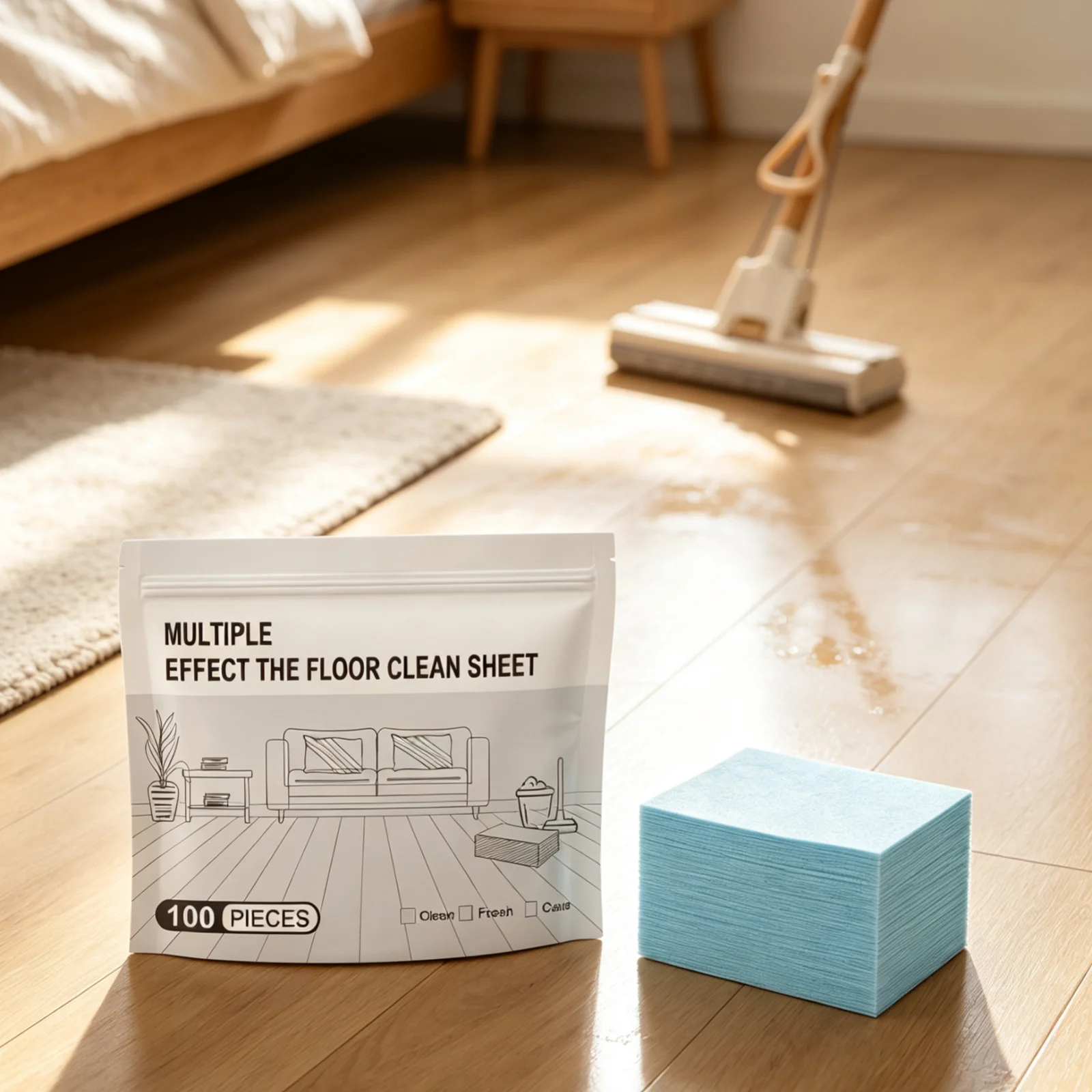 Floor Clean Sheet Deep Clean Fresh Scent Simple Operation Easy Store Mild Daily Care Multi Effect Floor Cleaning Sheets 100 PCS
