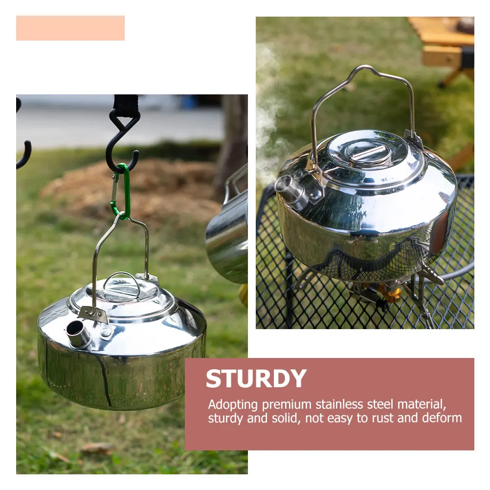 

Stainless Steel Camping Kettle Portable Outdoor Water Kettle Tea Pot Stovetop Heating for Gas Induction