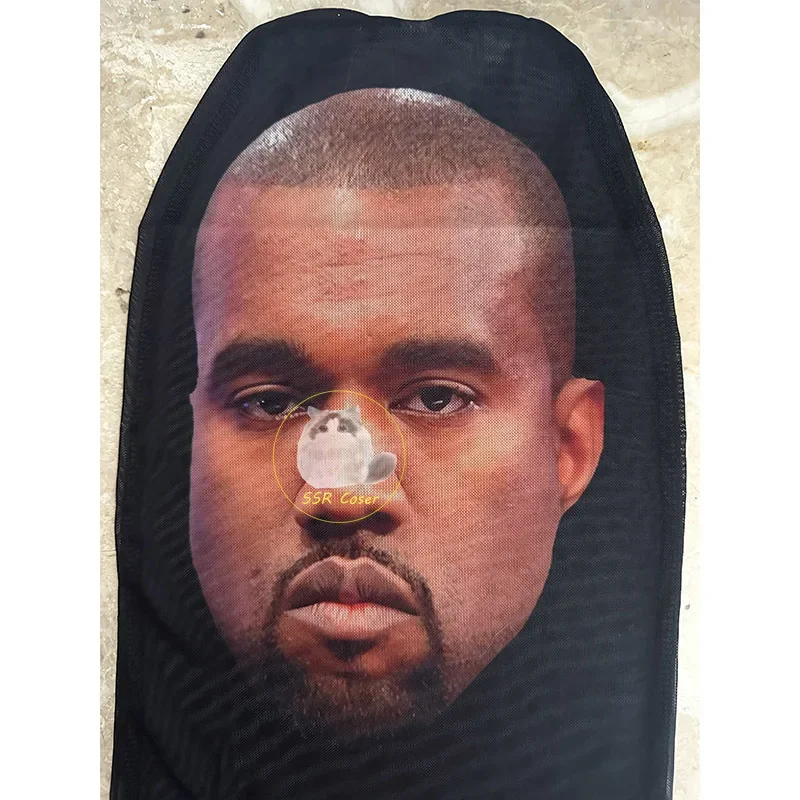 RT01 새로운 3D 인쇄 카니 예 마스크 탄성 메쉬 풀 페이스 마스크 남성 여성 코스프레 모자를 쓰고 있죠 힙합 패션 발라크라바 후드 모자 * Jk2