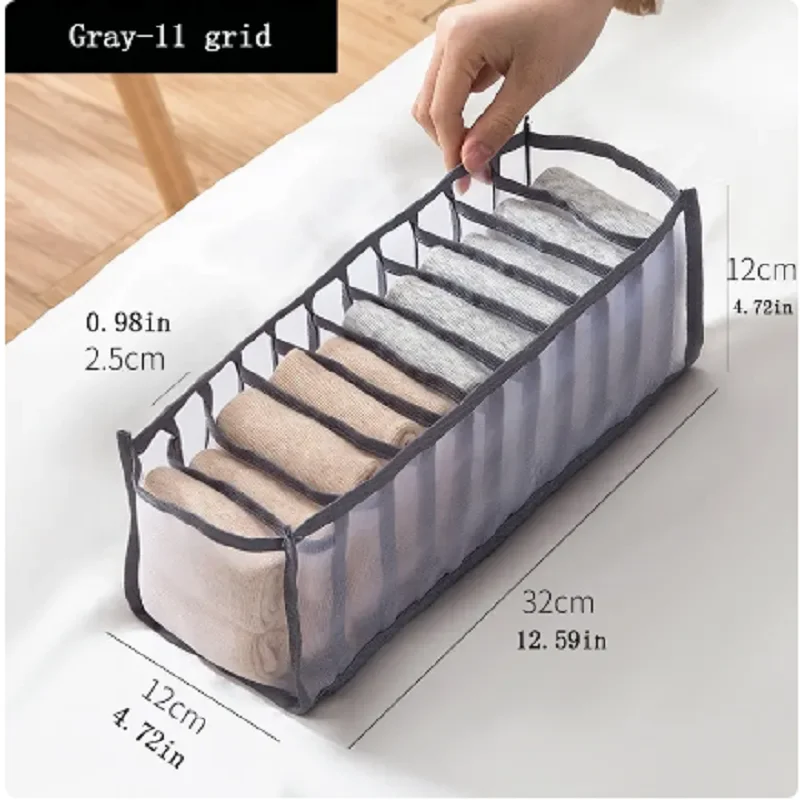 11-przegródkowy składany organizer na bieliznę do domu, nylonowy pojemnik do przechowywania w akademiku, organizer na biustonosze, oddychająca siatkowa torba.