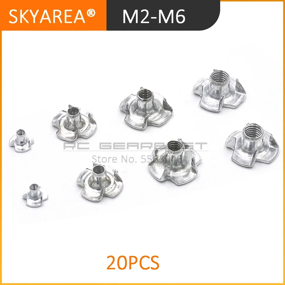 20PCS Vier Krallen Mutter Lautsprecher Mutter M2 M3 M4 M5 M6 T-Mutter Blind Zinken T muttern für RC Boote Modell DIY Zubehör – Detail 1