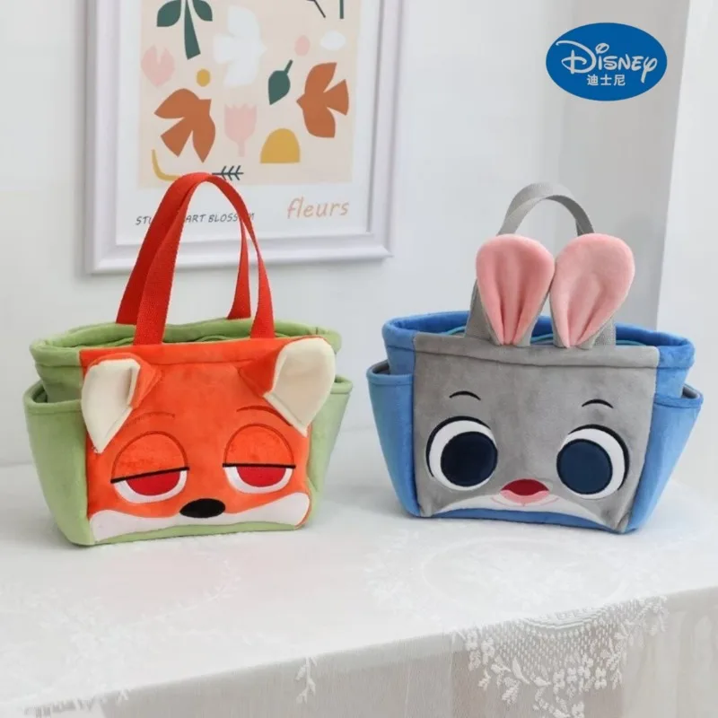 Disney Zootopia NickWide JudyHopps cartoon cute girl heart plush doll shape simple small square bag portable lunch box hand bag