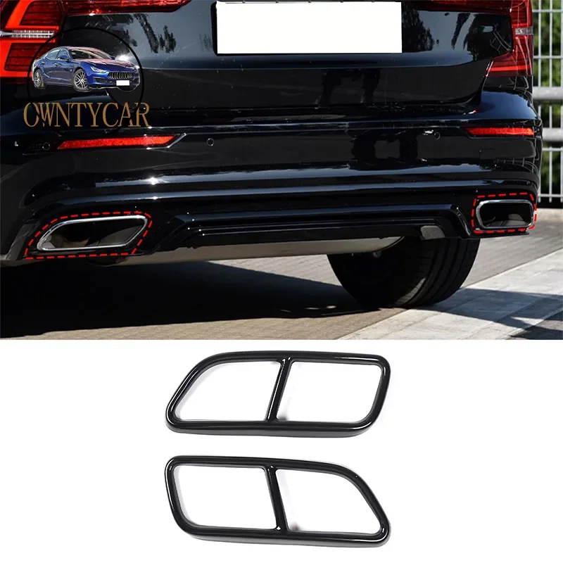 For Volvo XC60 S60 XC90 S90 V90 Stainless Steel Car Tail Muffler Exhaust Pipe Output Cover Decorative Cover Car Accessories