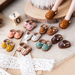 Ob11 Doll Shoes Doll Cowhide Hole Slippers Shoes Bjd Doll Sandals For Ob11, Obitsu 11, Molly, Gsc, 1/12 Bjd Dolls