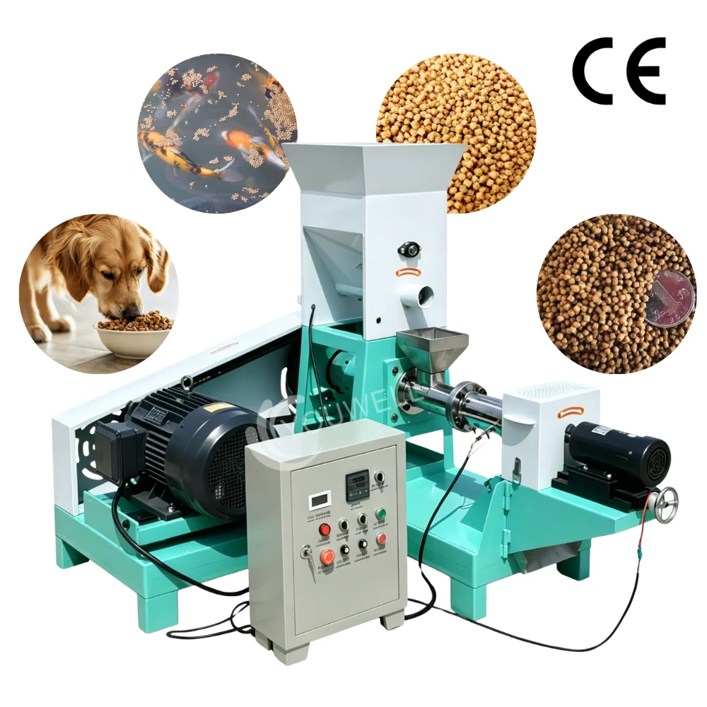 CE 150kg/h Customized Multi-purpose Floating Sinking Pet Animal Fish Feed Extruder With DC Permanent Magnet Motor