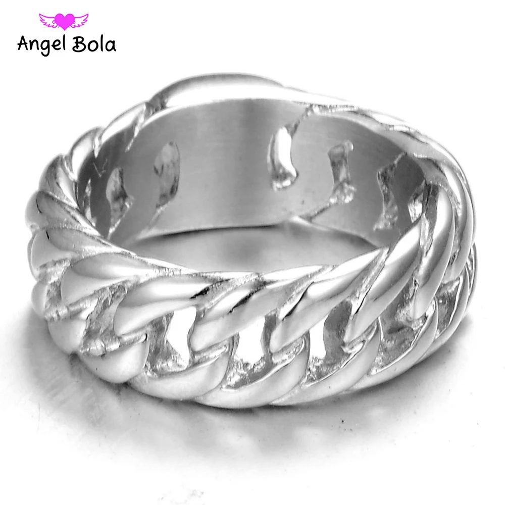 Luxury Braided Cuban Chain Steel Ring Hipster Chain Ring Jewelry Rings Gift Drop Shipping