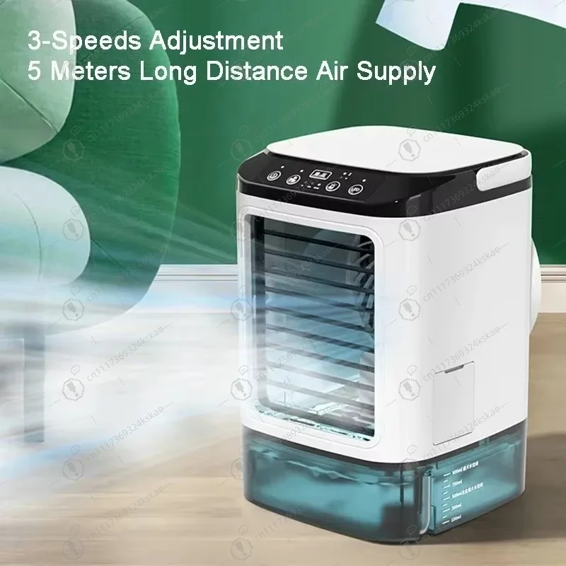 DurableDesktop Air Conditioner Portable Fan Dual Spray Ultrasonic Atomization 3-Speed Mute Air Cooler Night Light Electric Fan F