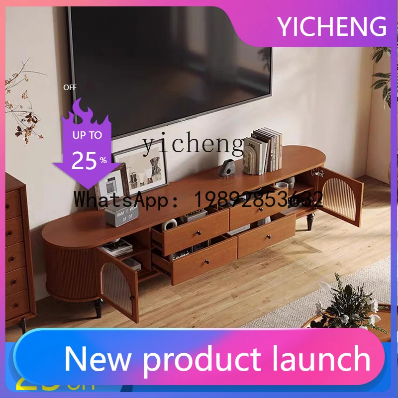 

Q6 solid wood TV cabinet coffee table combination living retro light luxury locker furniture floor