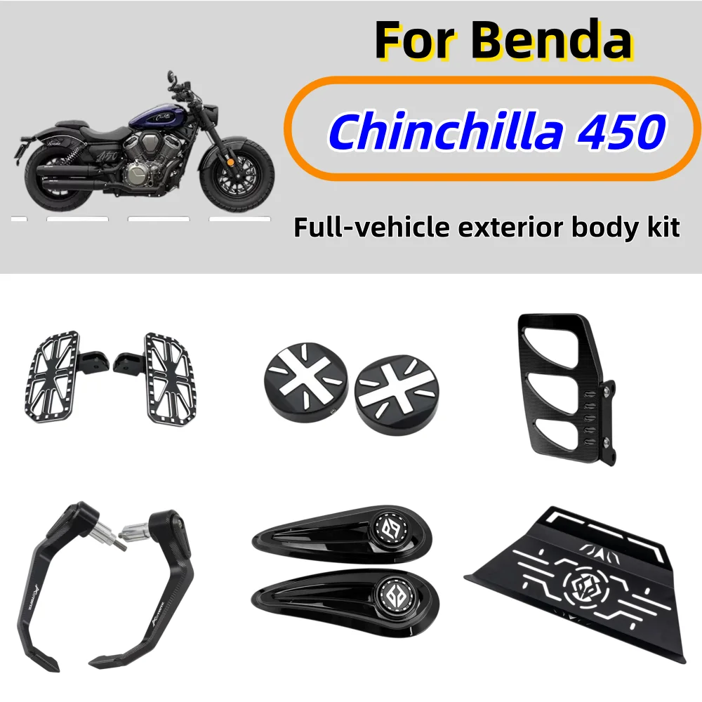 Exterior modification kit for Benda Chinchilla 450: includes widened fuel tank side panels and turn signal protective covers.