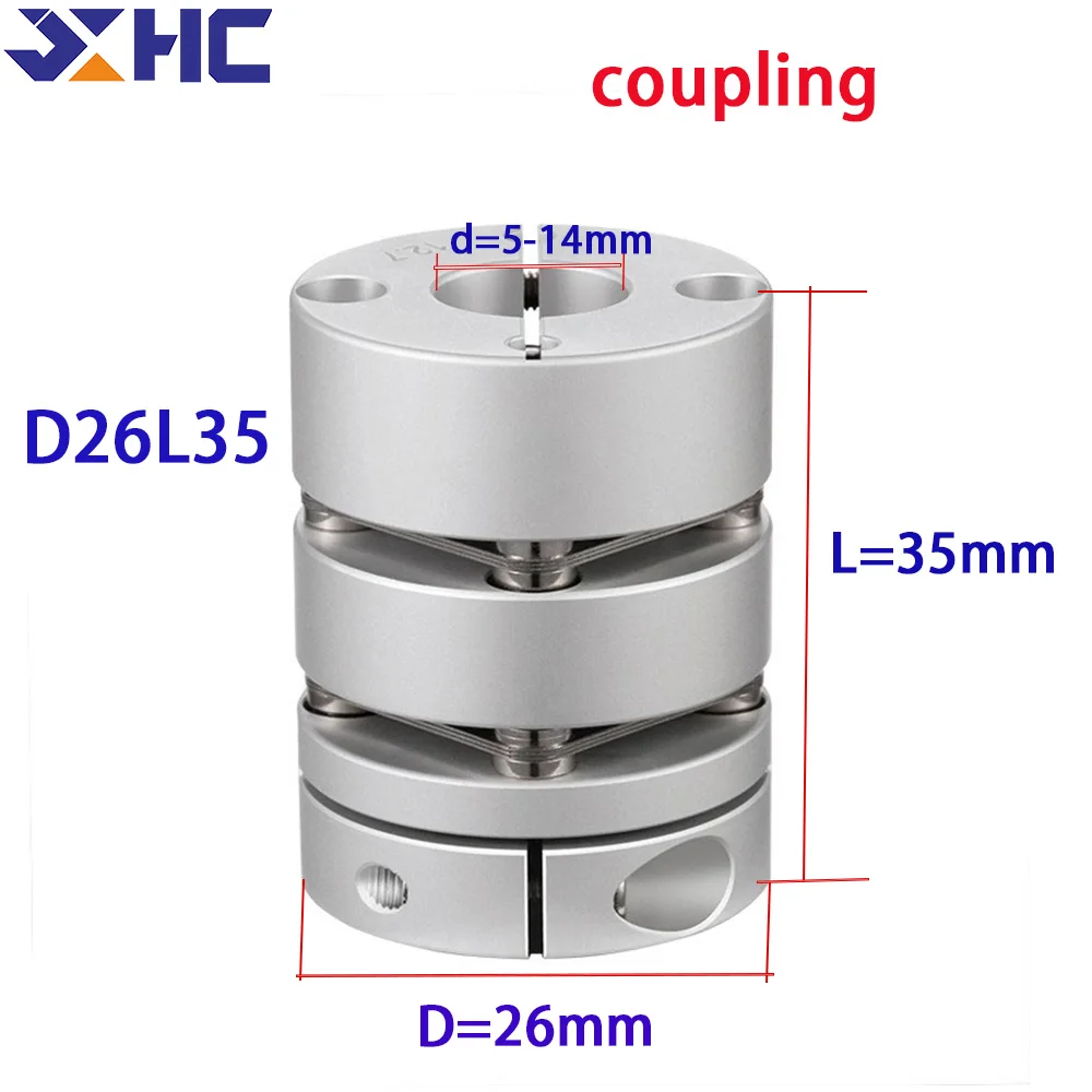

1pcs Shaft coupling stepper motor coupler Double layer clip D26L35mm inner diameter: 5/6/7/8/10/12/14mm flexible couple D26L35