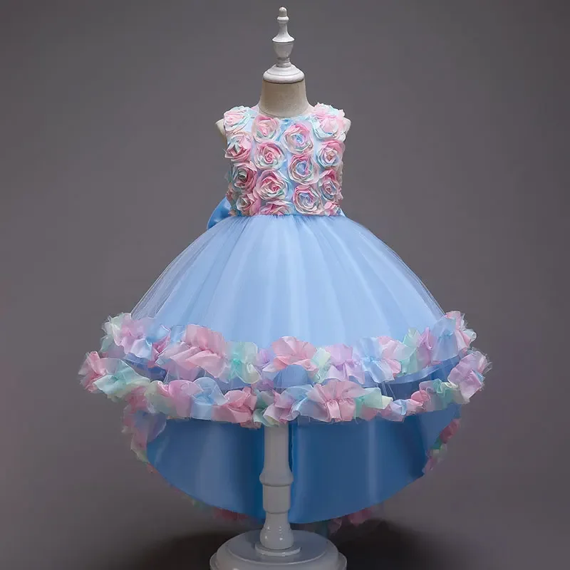 137  Summer Kids Girls Party Dresses Fashion Children Flower Girl Dresses Lace Sleeveless Party Dress for Kids Girl 3-10Y