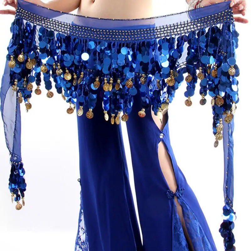 Women Belly Dance Costume Hip Belt 58 Coins Sequins Waistband Indian Dance Waist Scarf Hipskirt 11 Colors Available