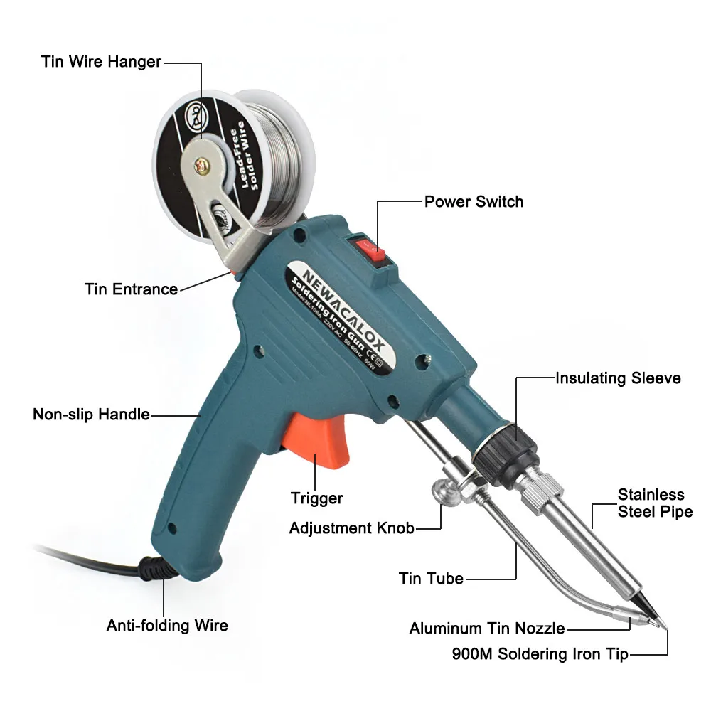 Handheld Welding Machine Gun 60W Internal Heating Welding Repairing Tools Electric Soldering Iron Kit Automatic Send Tin Gun