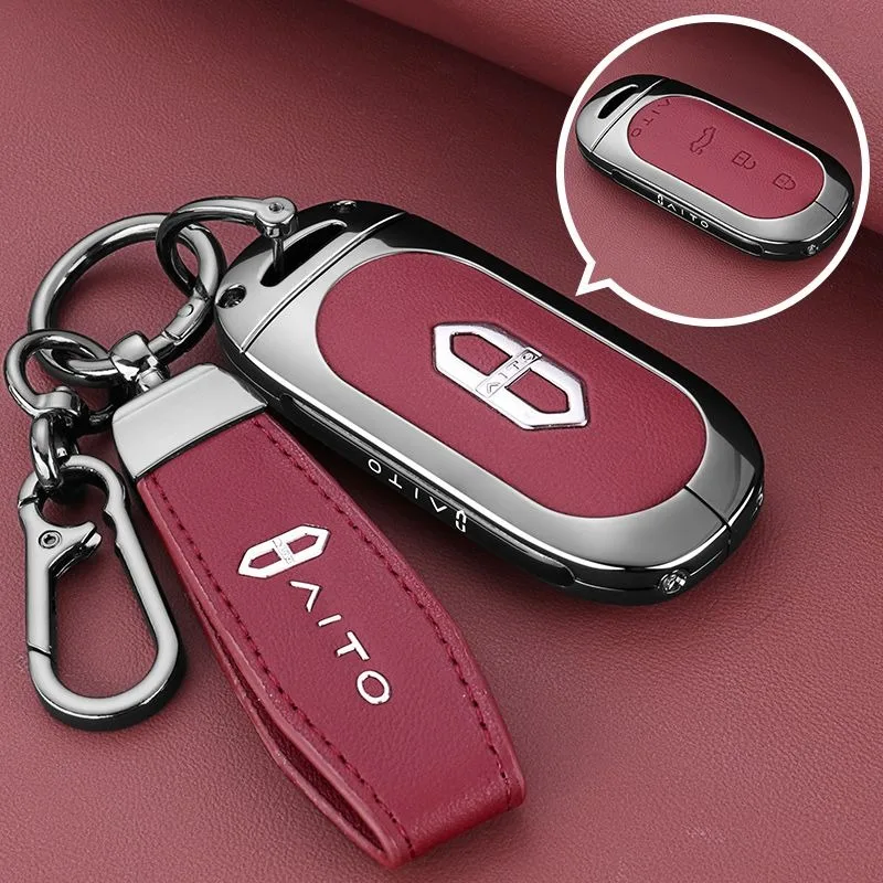 For Huawei Aito M5 M7 Seres Zinc Alloy Car Remote Fob Key Case Cover Shell Bag Keychain Ring