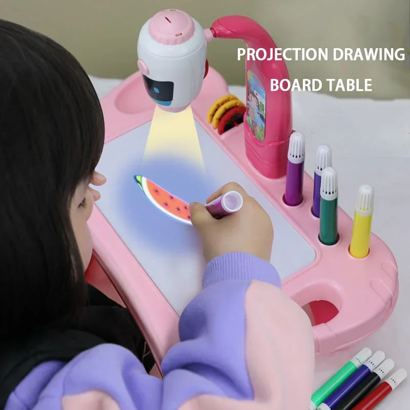 Led Projector Painting Art Drawing Children Table Light Toy for Kids Painting Board Desk Educational Learning Paint Tools Toys