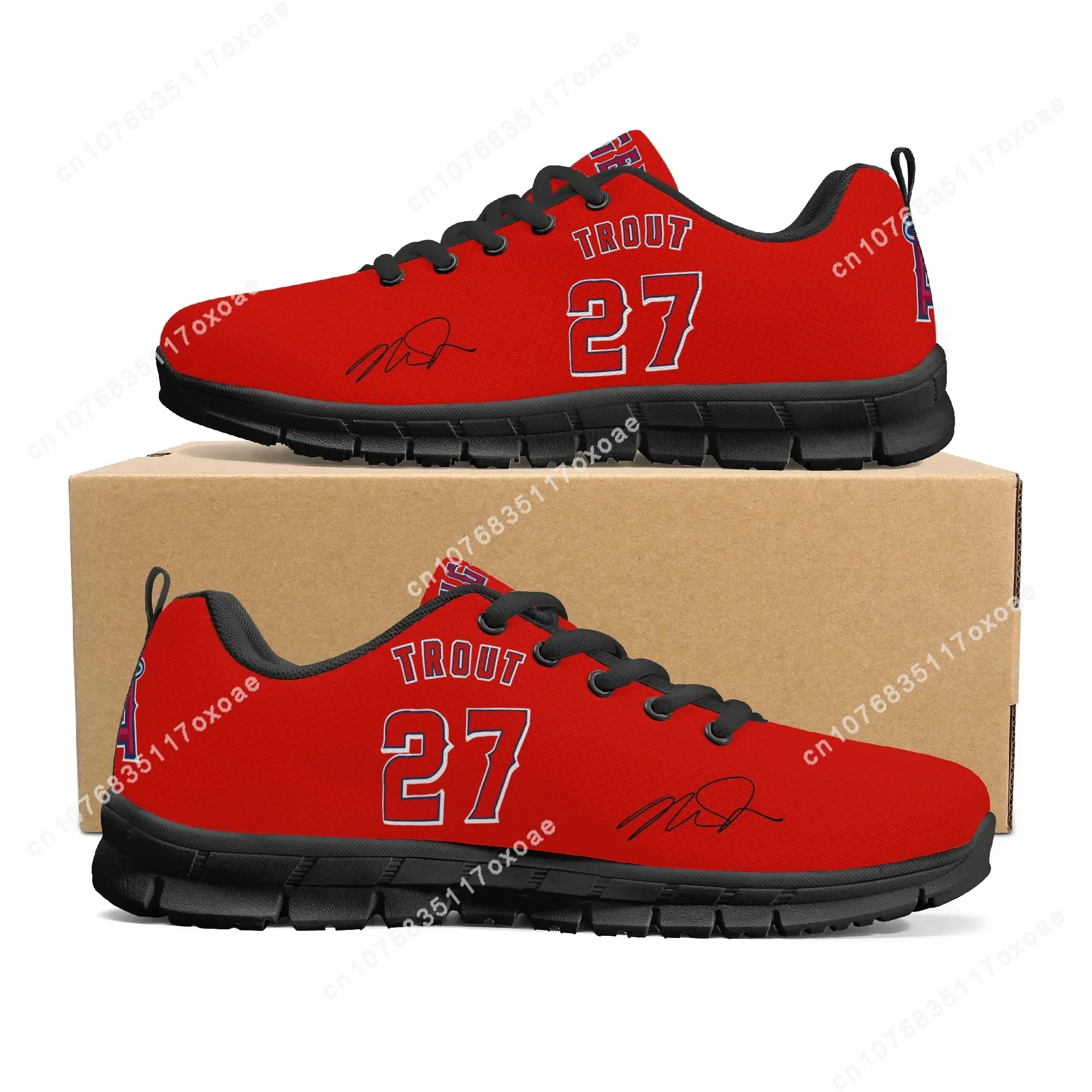 Los Angeles baseball Sports Shoes Men Women Teenager Kids Children Sneakers Angels Mike Trout NO 27 America Sneaker Custom Shoes