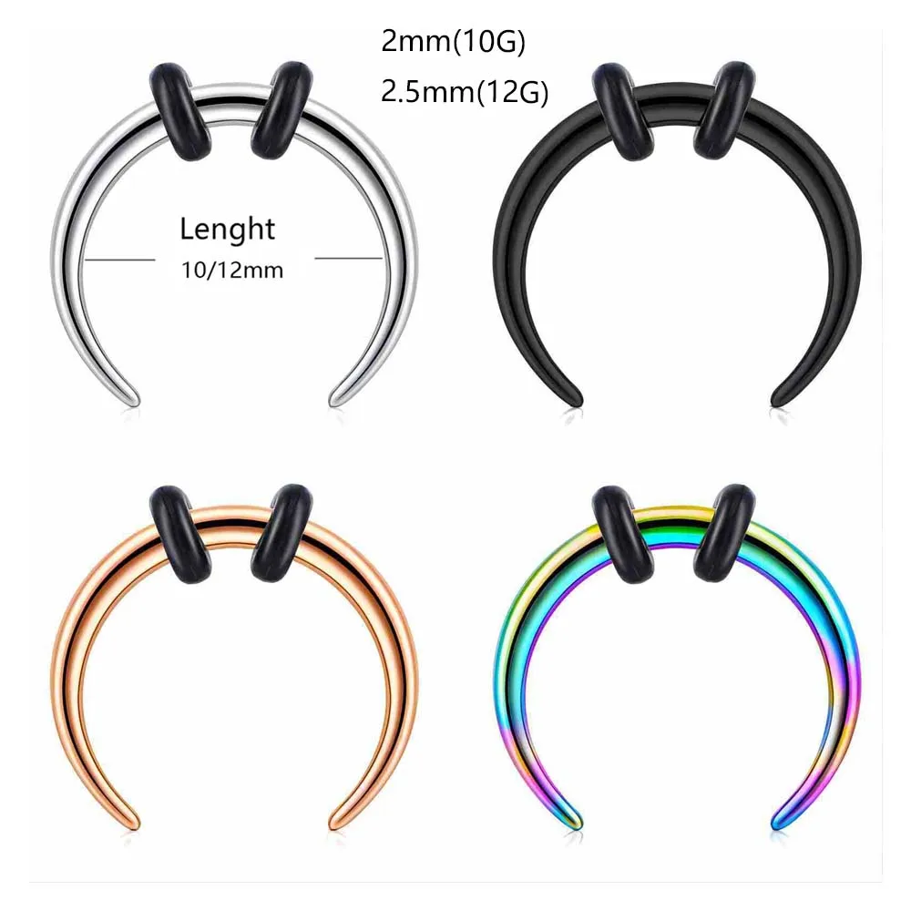 10G/12G Septum Nose Rings Horseshoe Hoop Pincher Taper Helix Piercing Daith Earrings 1Pcs/6 Pcs