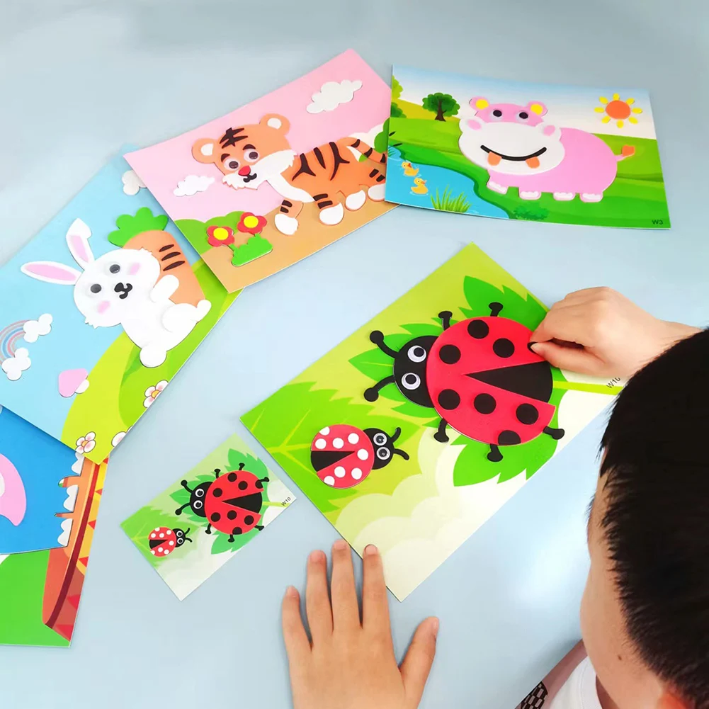 Children's Animal/Transportation Puzzle Stickers Portable Lightweight Paper Puzzles Kids Party Favors Toy