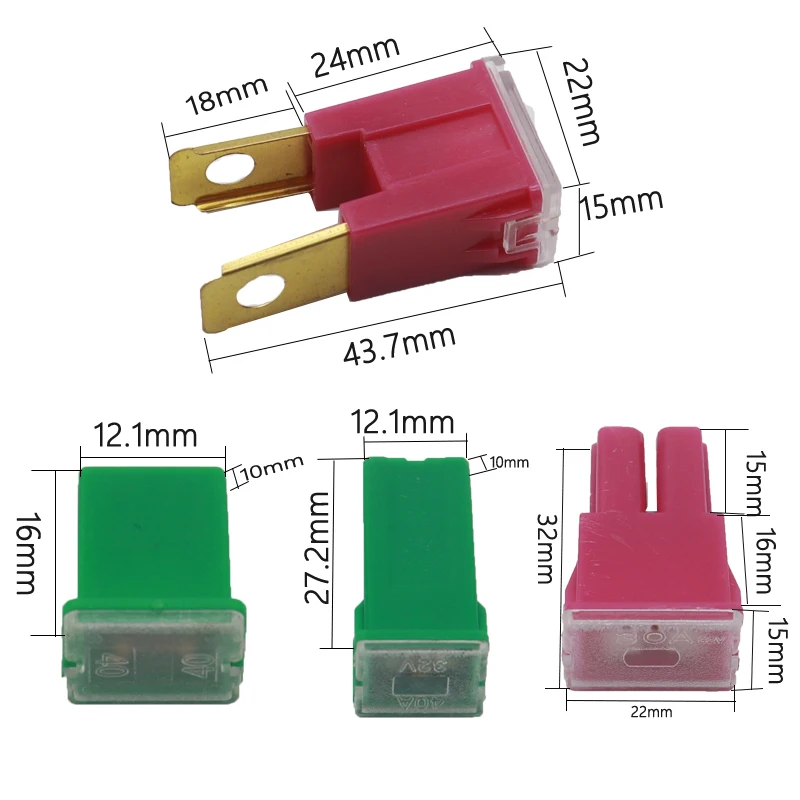 【5PCS】Square Car Fuse Box Waterproof Socket 32V DC Connecting Type Fuse 20A 30A 40A 50A 60A 70A 80A 90A 100A 120A