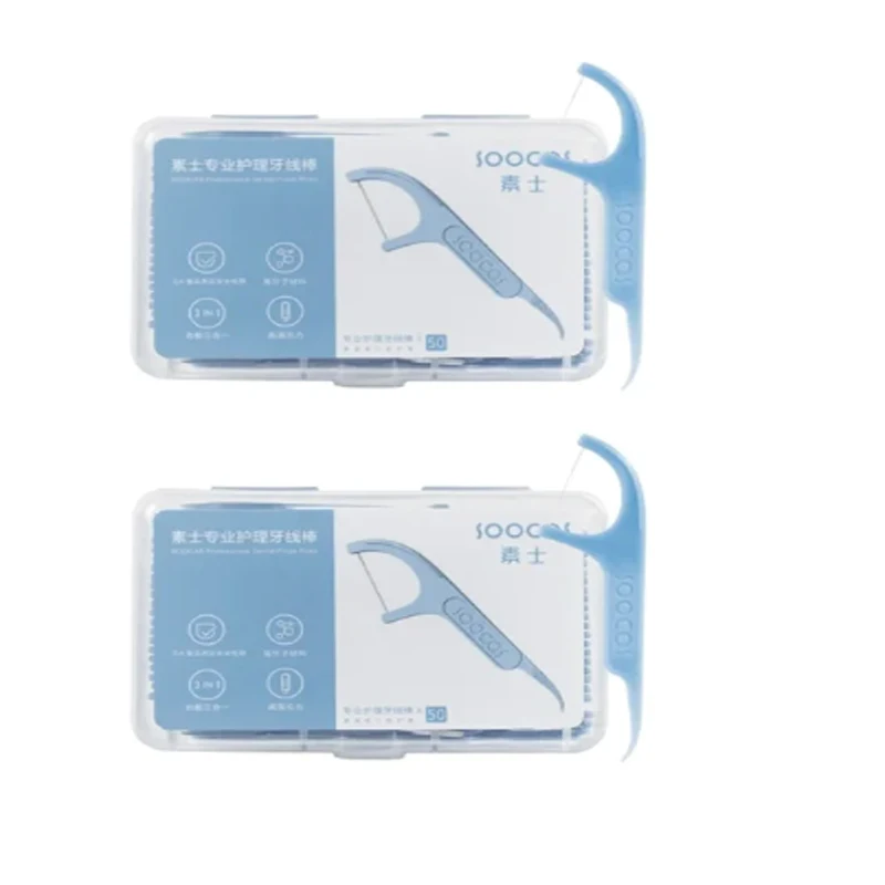 SOOCAS Dental Floss Picks Food Grade Fiber Ergonomic 2-in-1 Tongue Scraper Interdental Clean Stick Oral Hygiene Tool